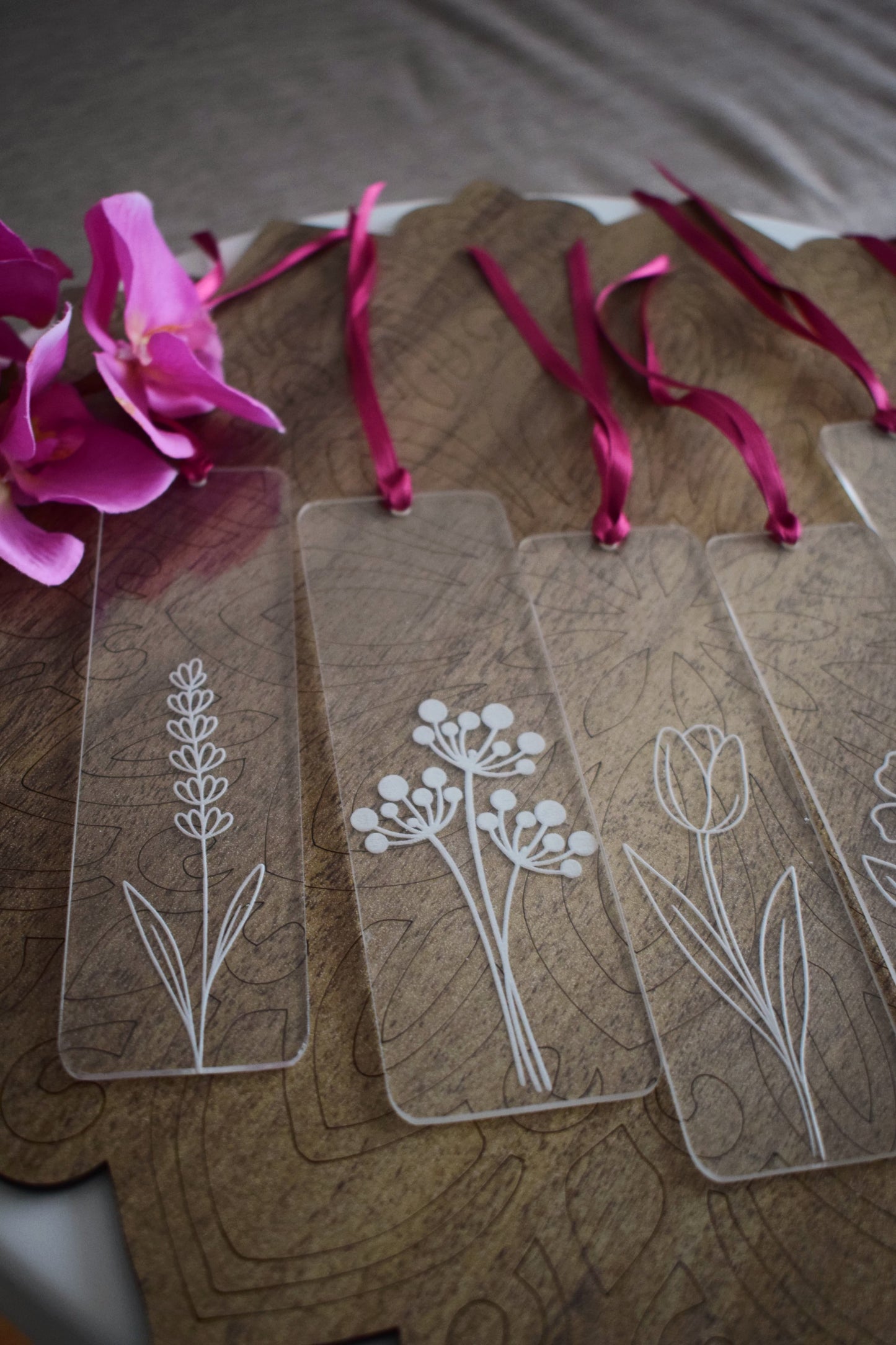 Çiçek Desenli Pleksi Kitap Ayracı 6'lı Set