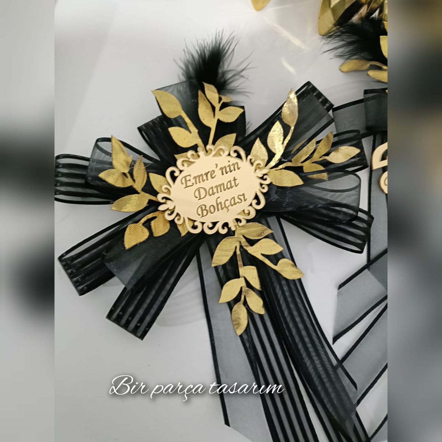 Luxury Large Groom's Dowry Box Ornament Black Gold