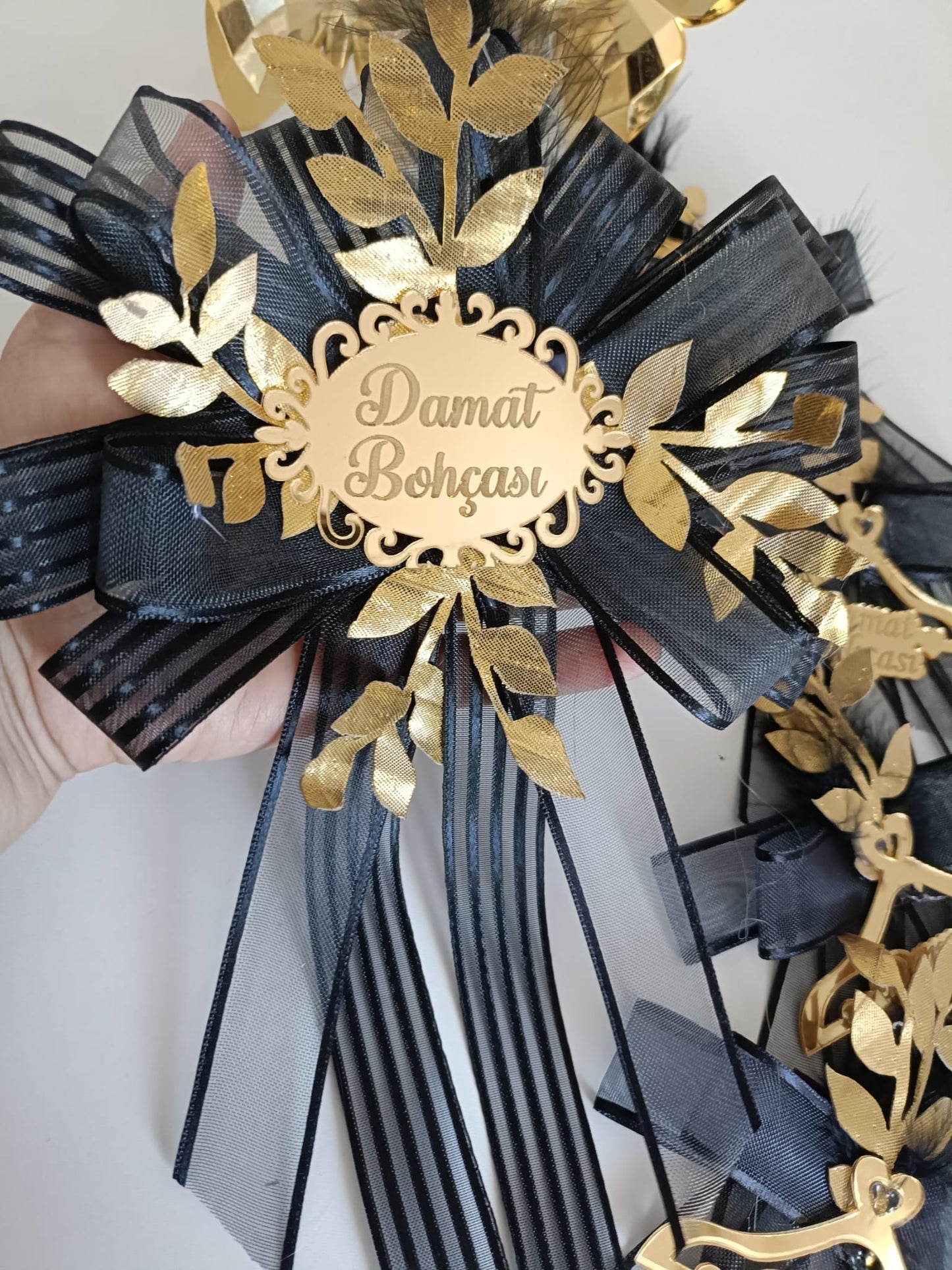 Luxury Large Groom's Dowry Box Ornament Black Gold