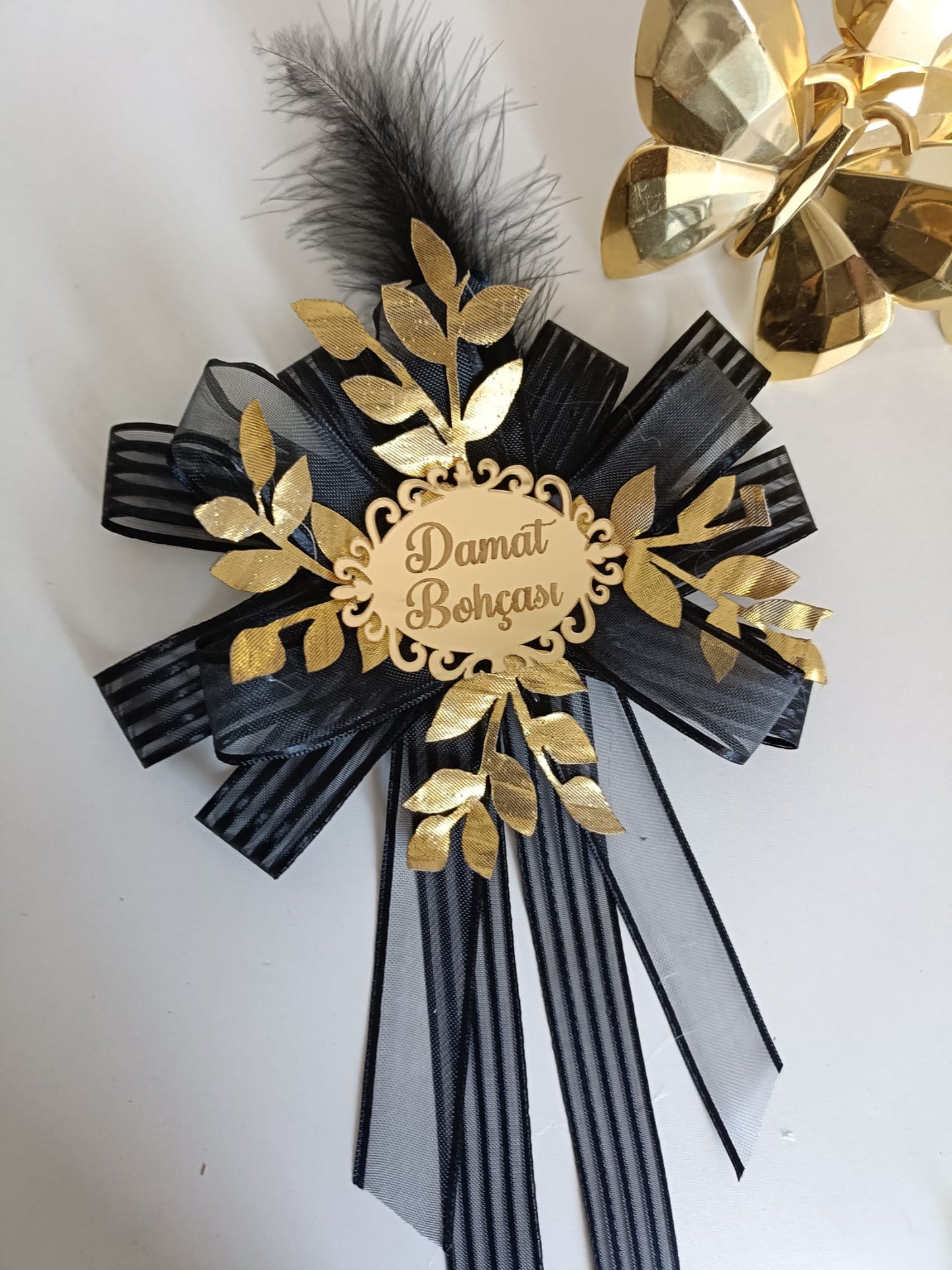 Luxury Large Groom's Dowry Box Ornament Black Gold
