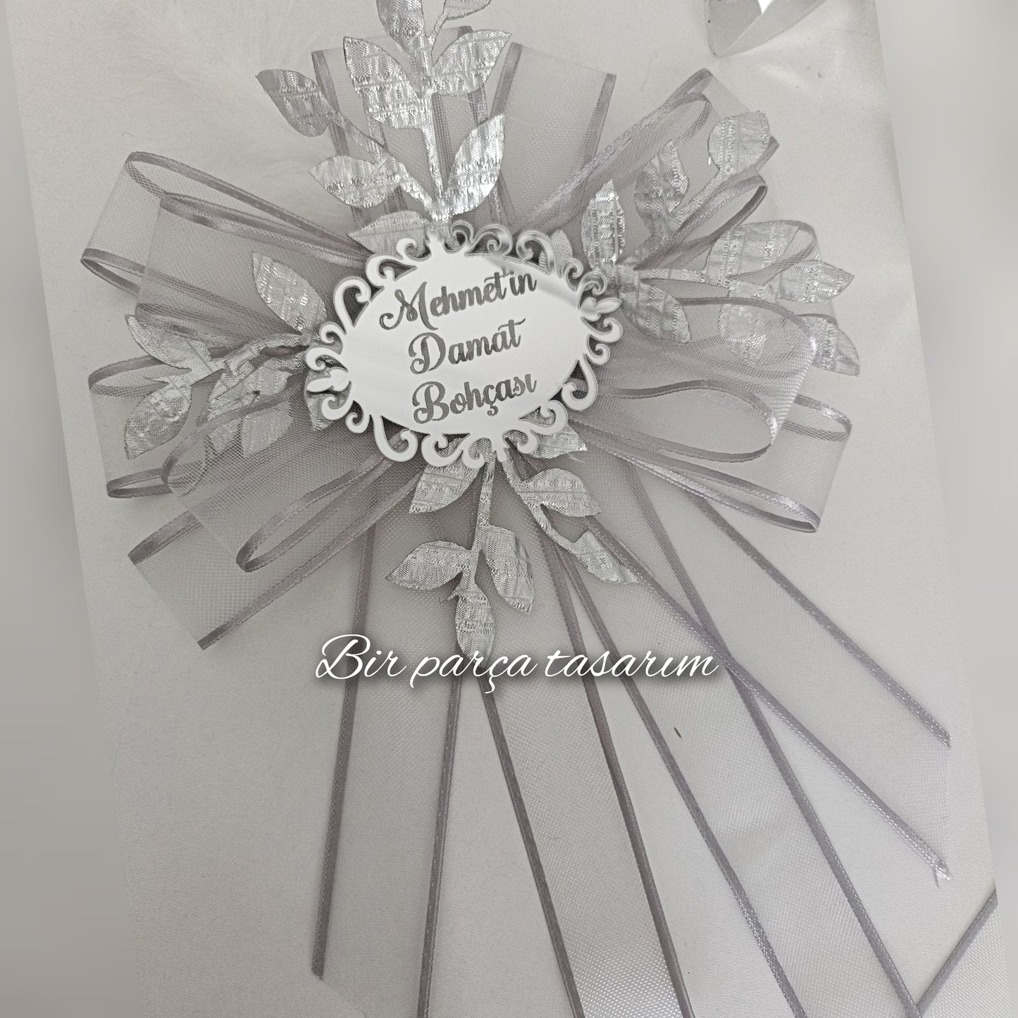 Luxury Large Groom's Dowry Pouch Ornament White Silver