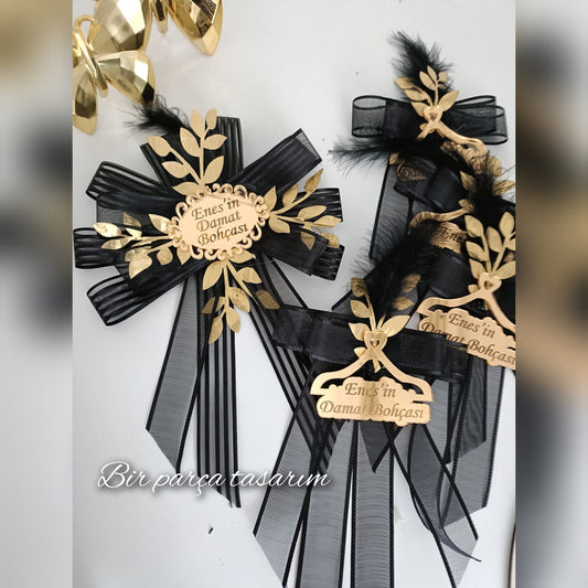 Kişiye Özel 5'li Gold Damat Bohça Süsü Seti