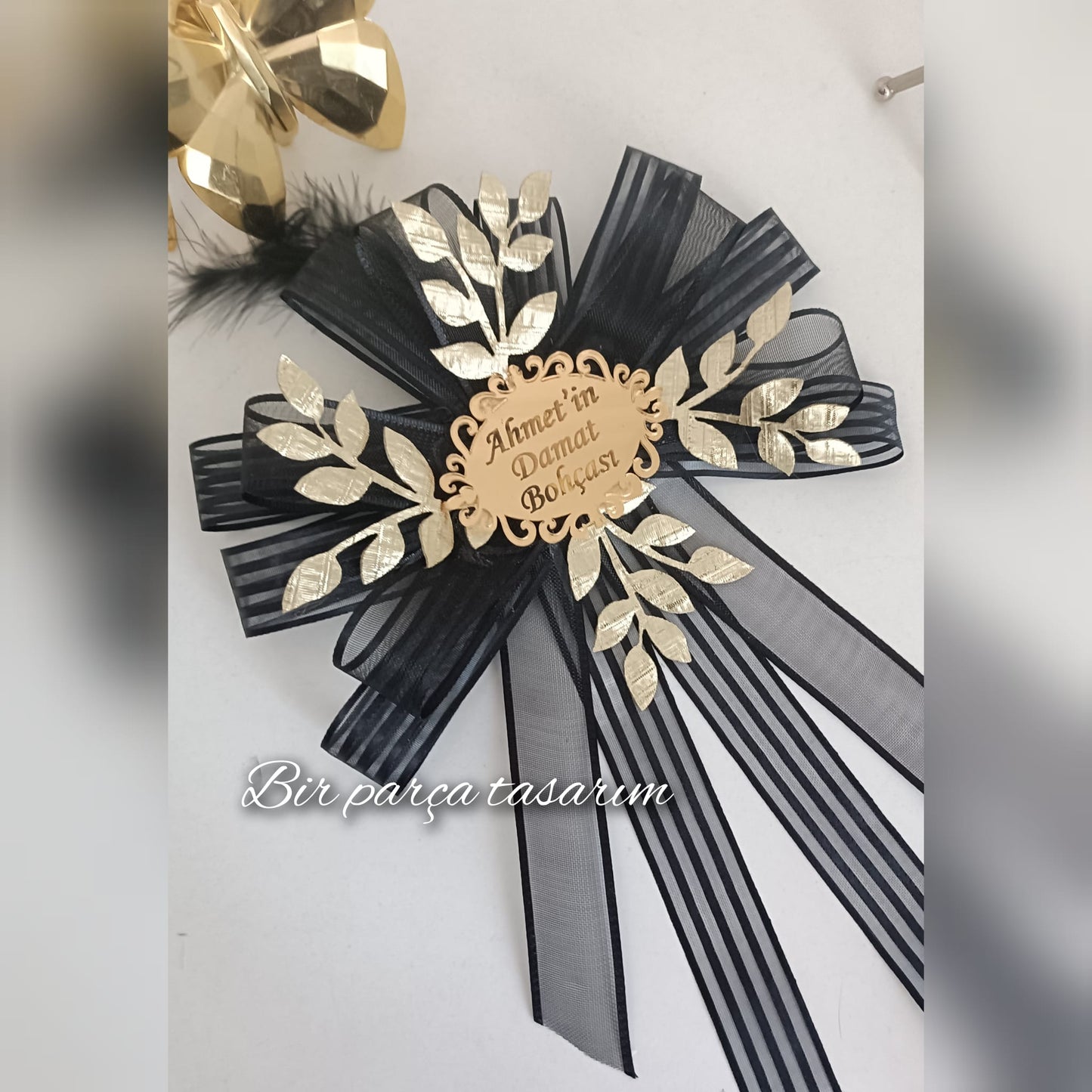 Luxury Large Groom's Dowry Box Ornament Black Gold